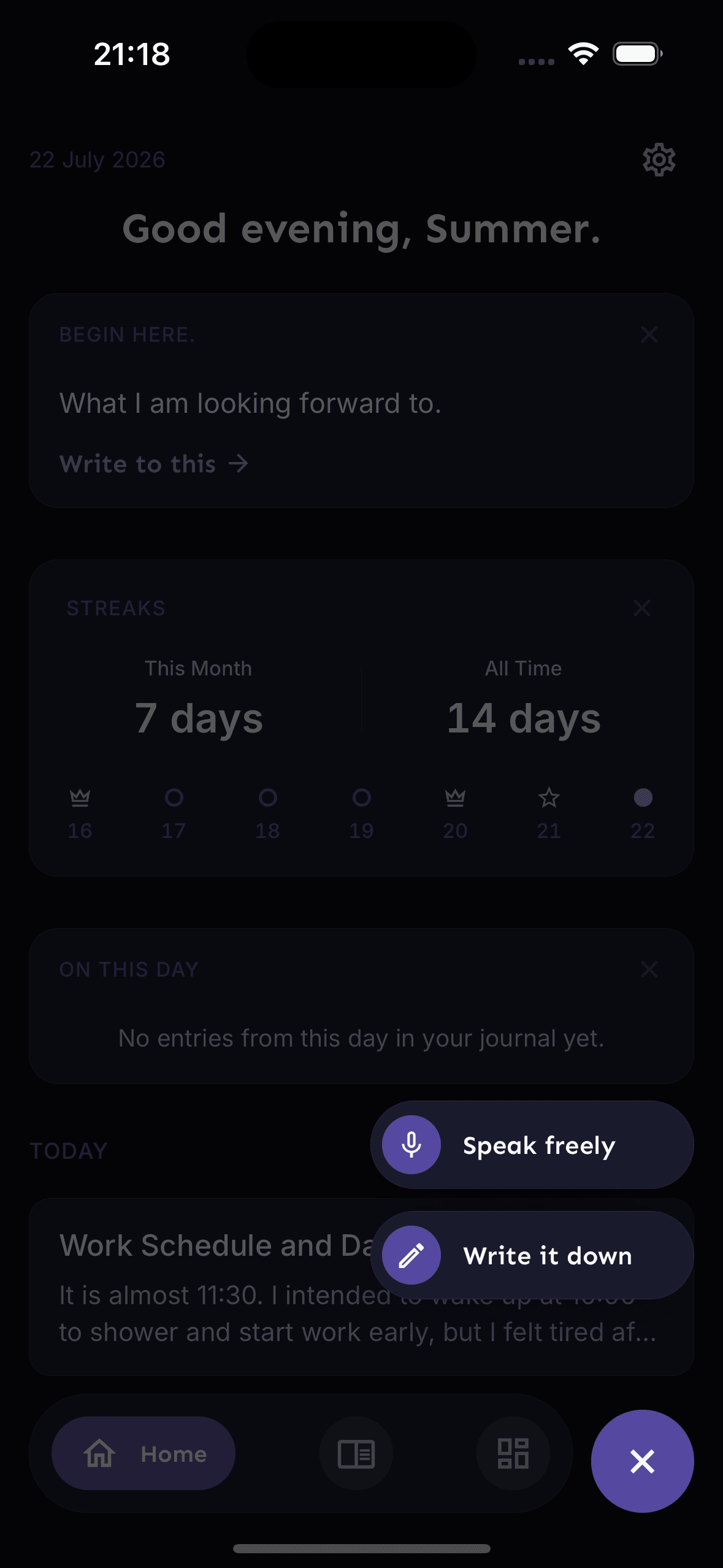 Home capture: waveform & live text